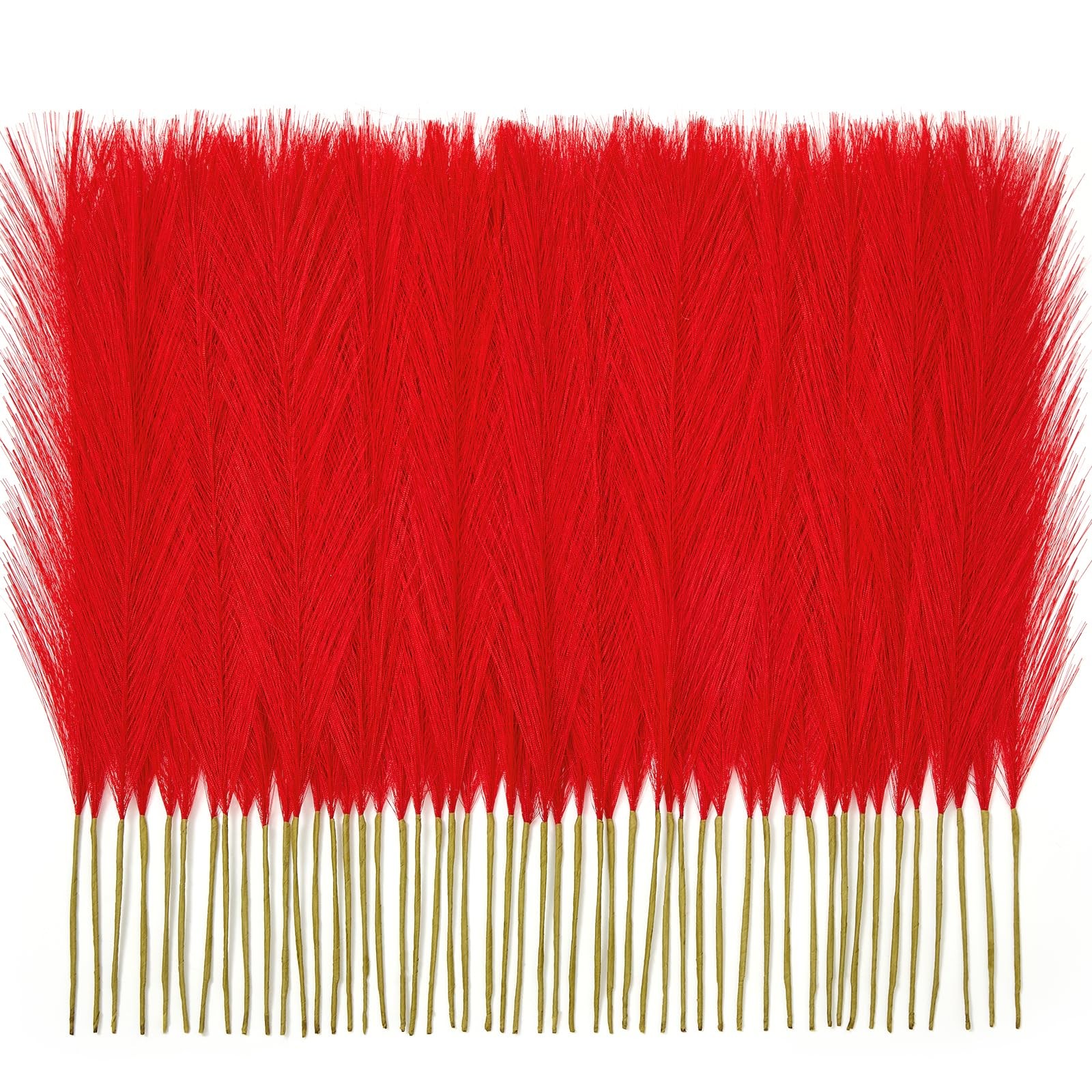 50 PCS Red Pampas Grass, 17in Pampas Grass Decor, Artificial Pompas Wall Deco…