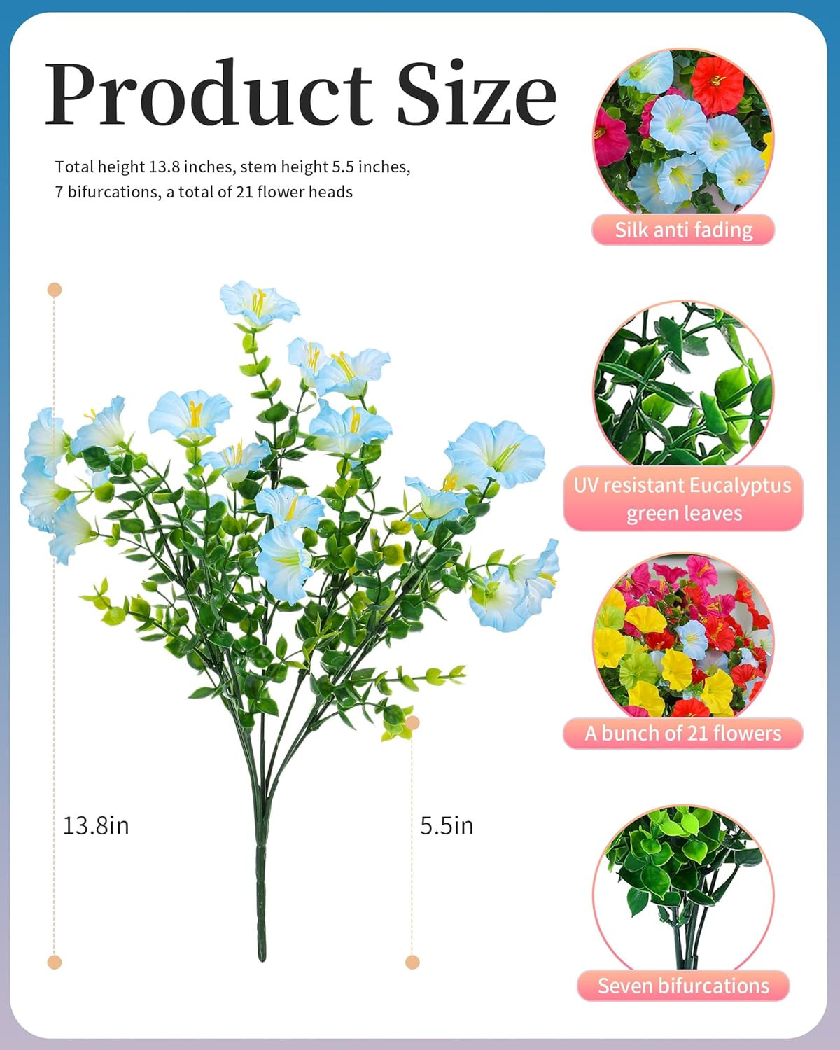 Artificial Flowers for Outdoors, 20 Bundles UV Resistant Faux Flowers for Outdoo
