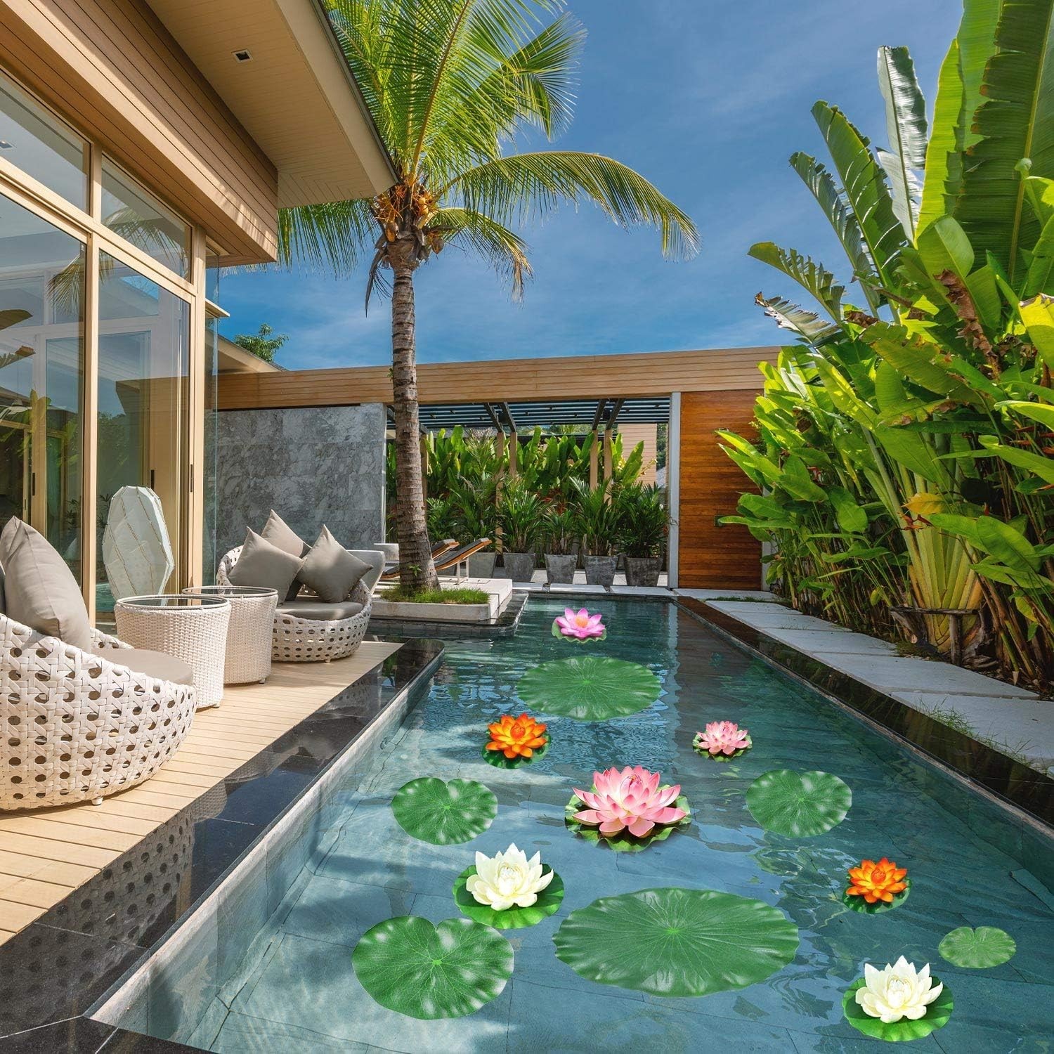 20 Pieces Realistic Lily Pads Leaves, Artificial Floating Foam Lotus Leaves, …