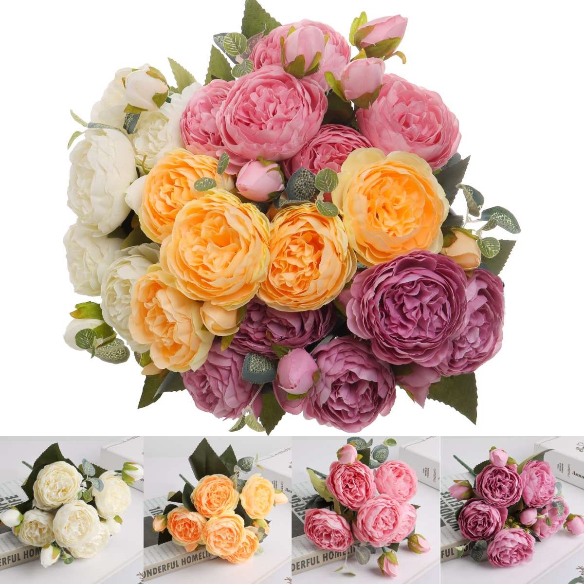 Artificial Flower Bouquet Colorful Fake Plant Bunch Party Home Garden Decor new