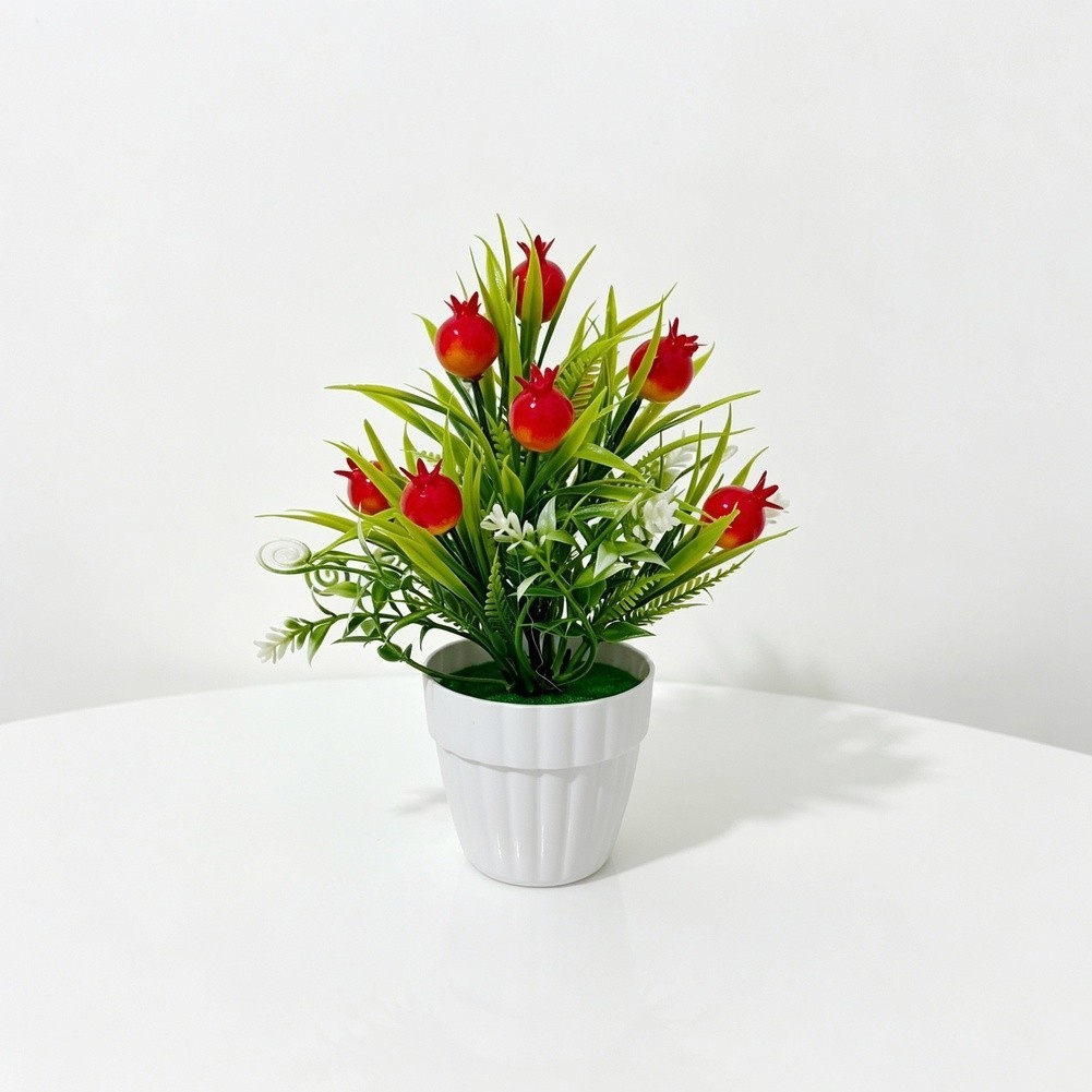 Artificial Potted Fruit Tree 20cm Tall for Tabletop Living Room Bedroom Decor