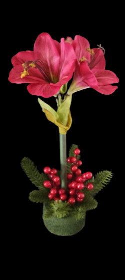 Artificial amaryllis Christmas decoration. RED