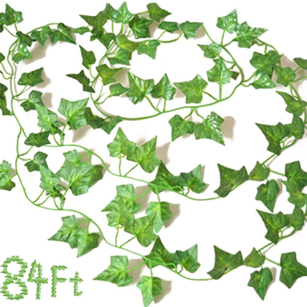 12 Pack 84 Feet Fake Ivy Leaves Vines Artificial Garland Greenery Hanging Pla…