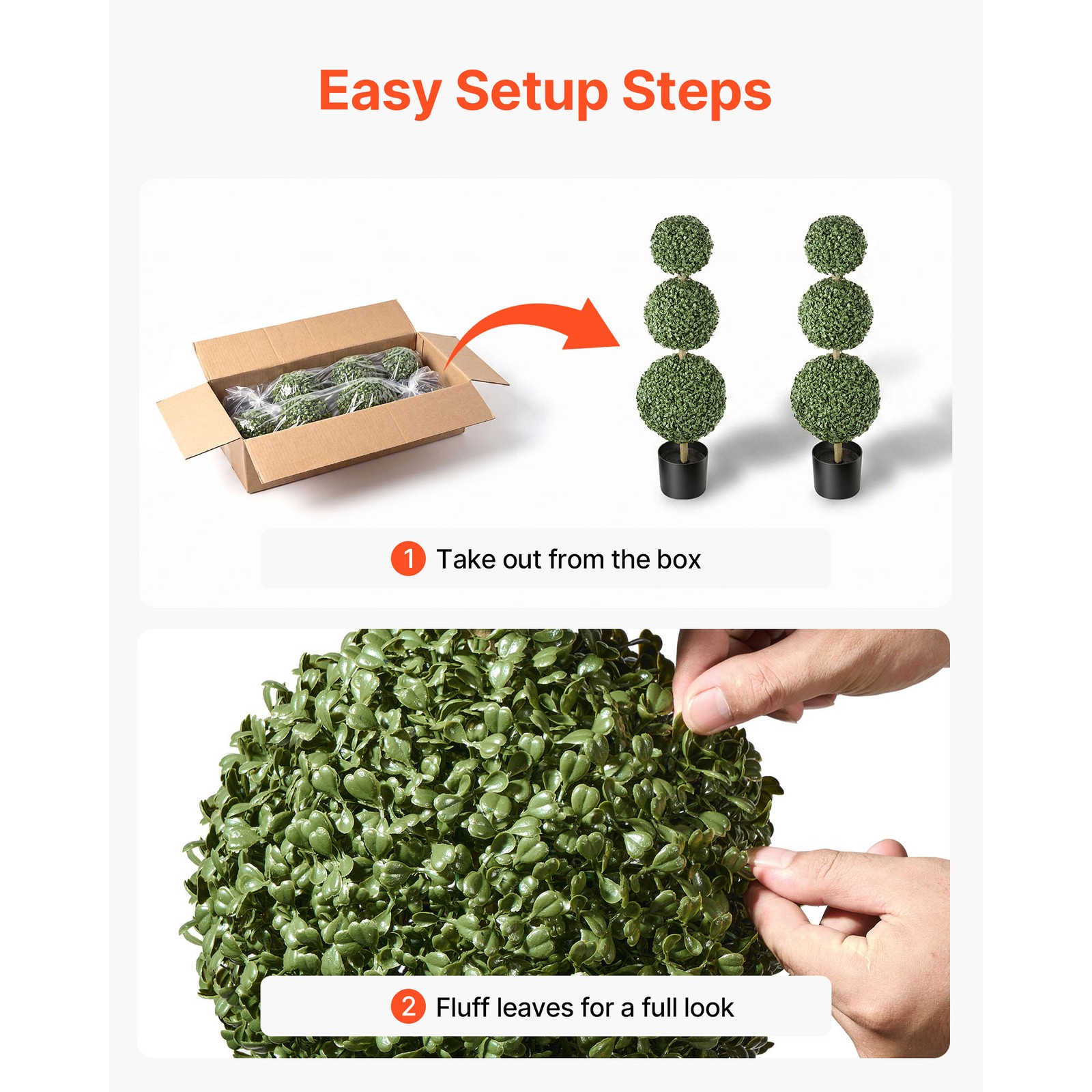 Uimoso Artificial Boxwood Triple Ball 3 Ft Set of 2 Greenery Decor for Indoor