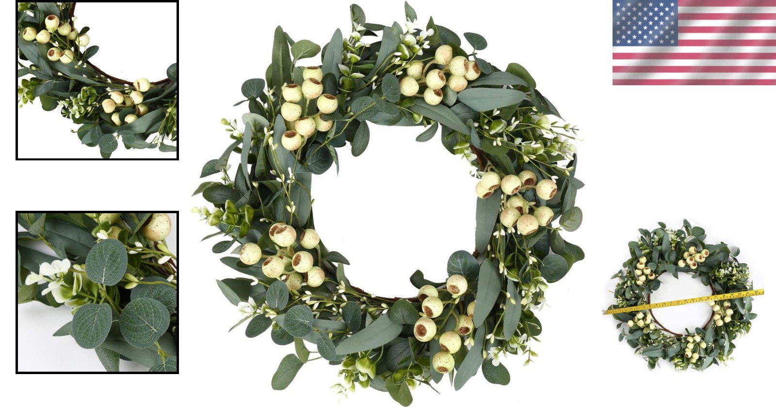 Handmade Green Eucalyptus Wreath 20in – Ideal for All Seasons & Occasions