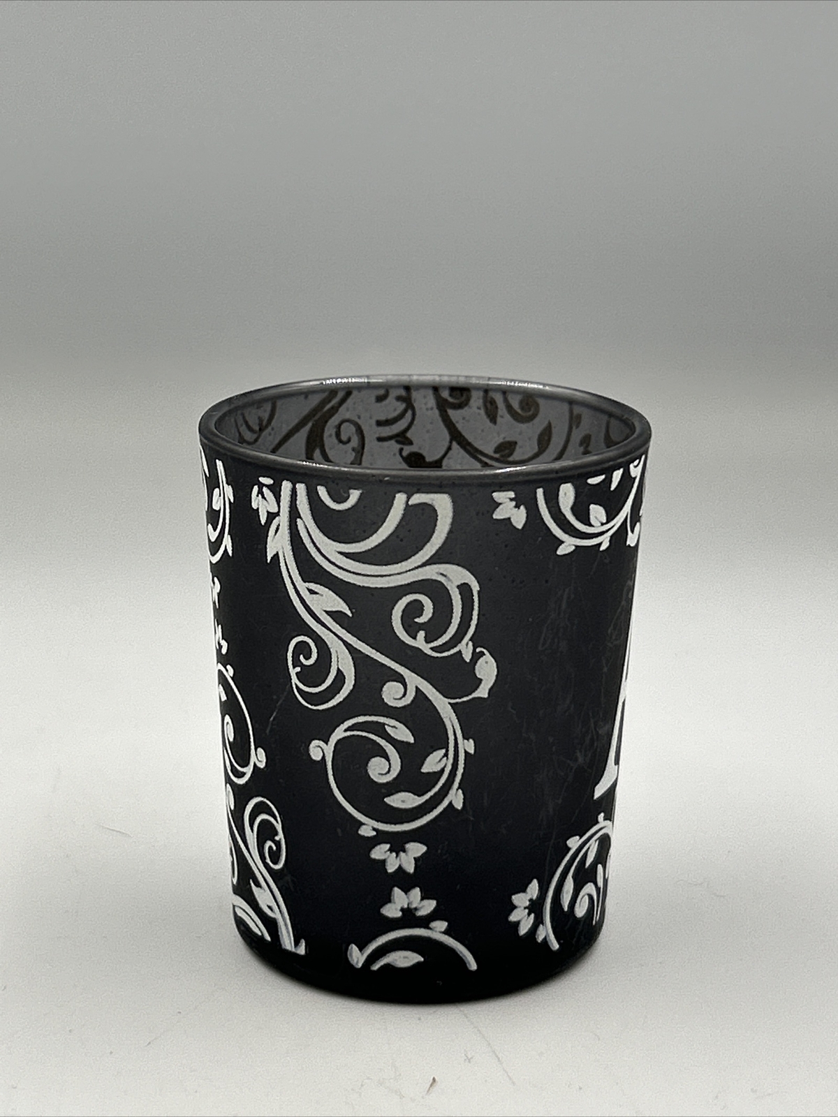 Glass LETTER A VOTIVE CANDLE HOLDER DECORATION Black