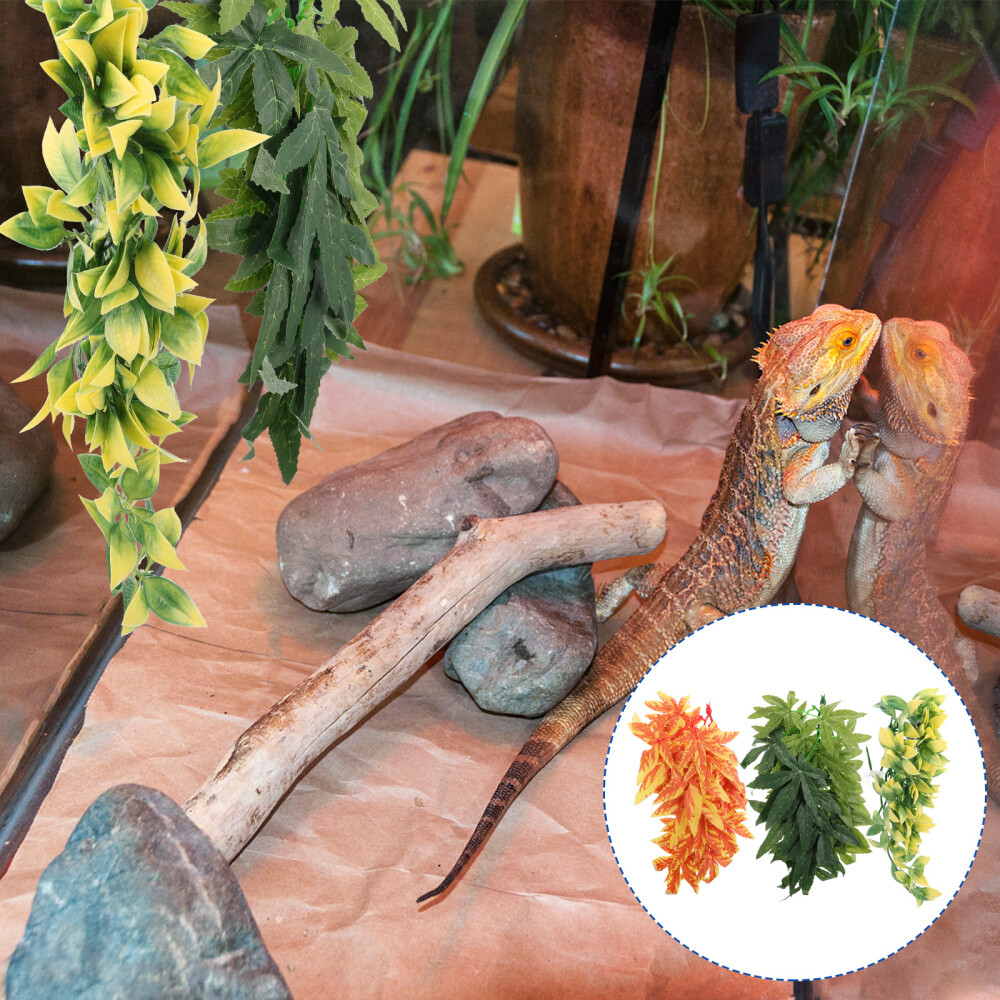 3pcs Artificial Vine Gecko Climbing Vines Pet Landscape Decor Pet Supply Decor