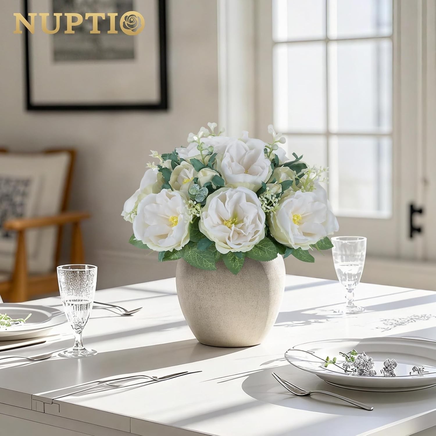 Artificial Flowers Ball Centerpieces: 10 Pcs 9.8 Inch Diameter Fake Kissing Rose