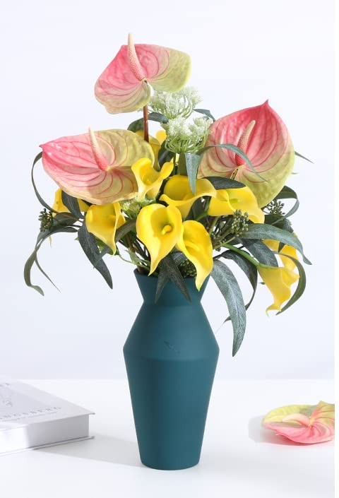 5Pc 24in/61cm Artificial Anthurium Lily Flowers Permanent for Home Decor Bouq…