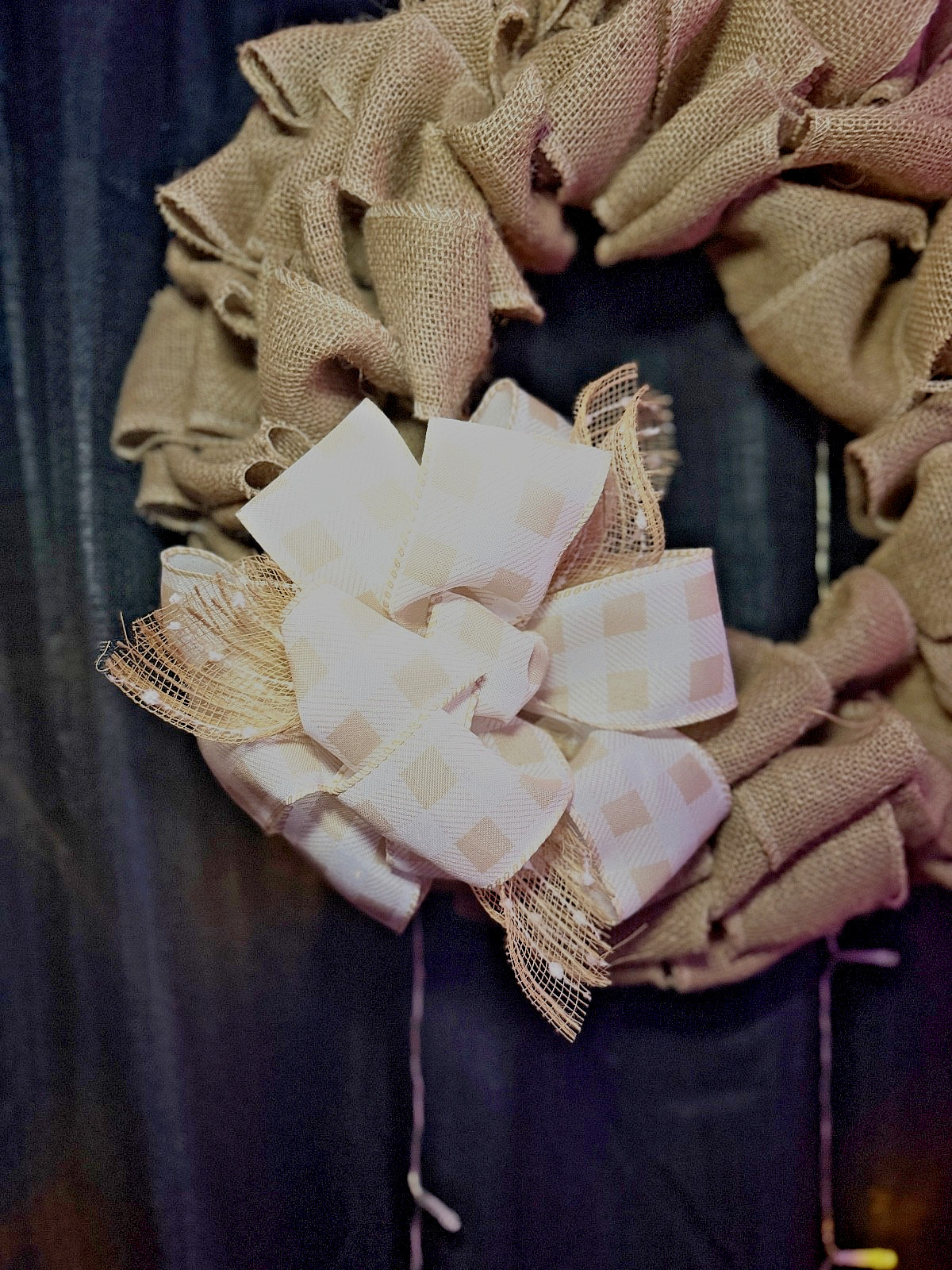 Burlap Wreath – Cozy Cottage Decor – Rustic Door Hanger – Farmhouse Home Decor