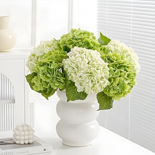 Real Touch Hydrangea Artificial Flowers (4-Pack) -20″ Faux Hydrangea Green