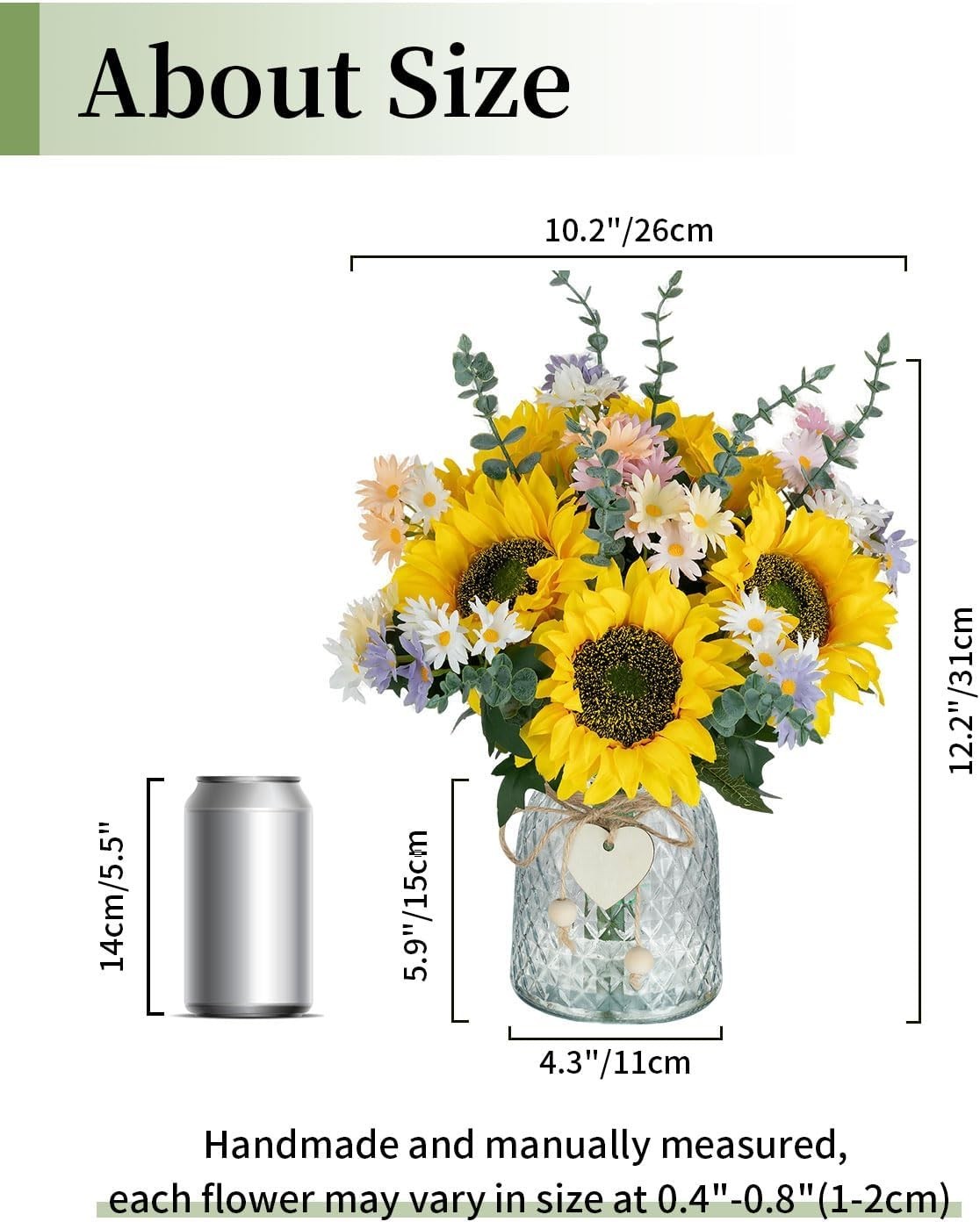 Sunflower Fake Flowers in Vase Sunflowers Artificial Flowers with Vase for Ta…