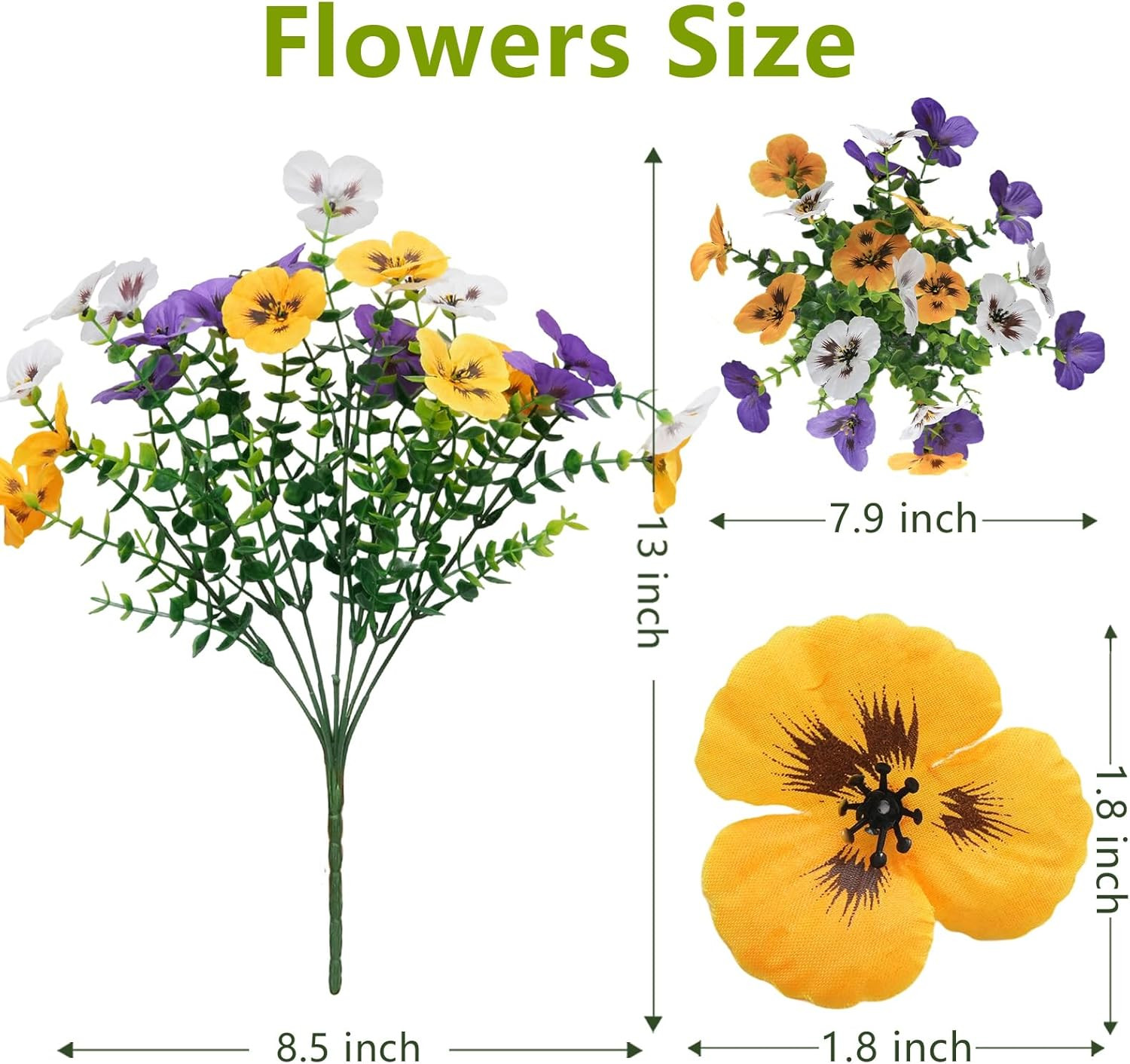 24 Pcs Silk Pansy Hanging Flowers with Basket for Outdoor Home Decor