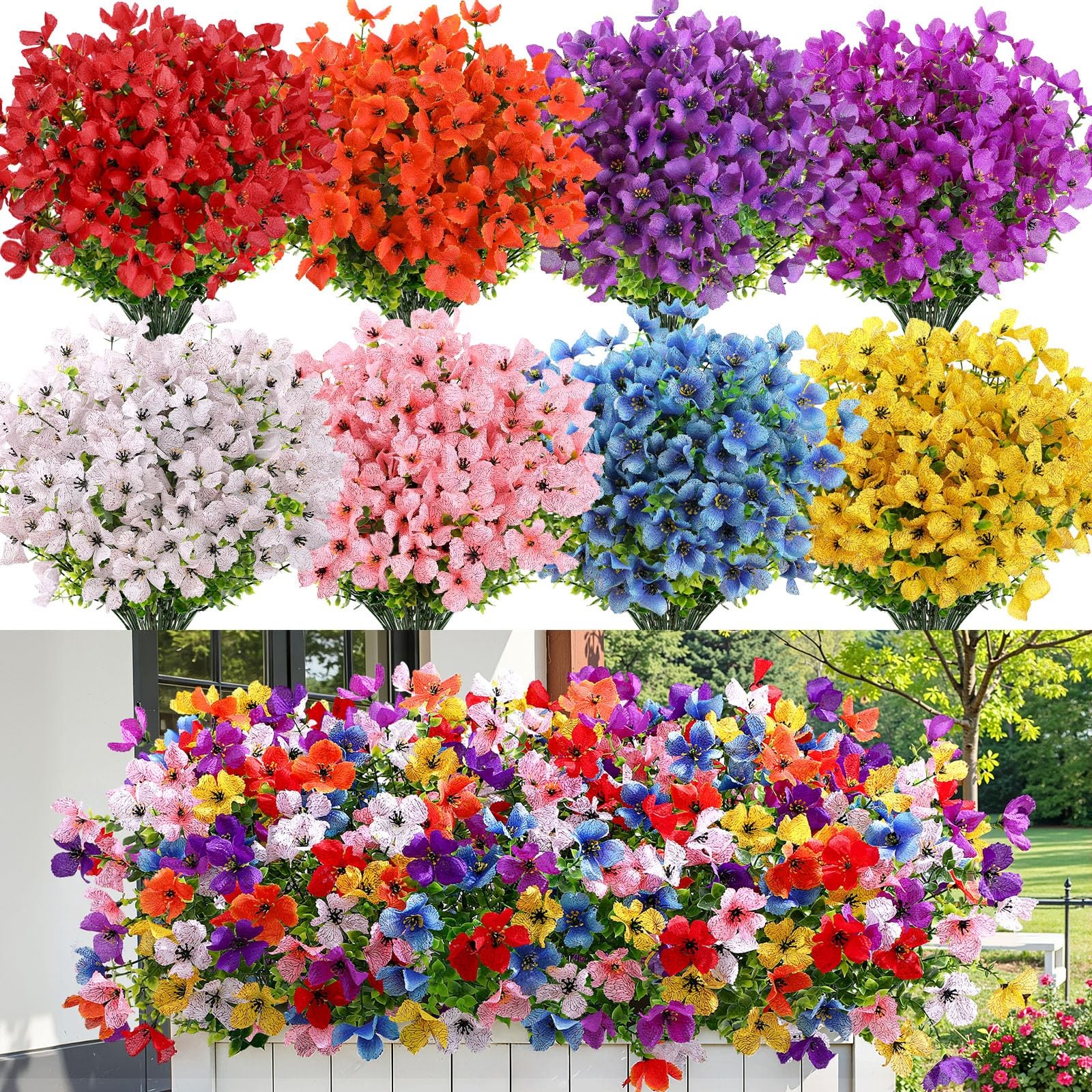 SHareconn 40 Bundles Artificial Flowers Outdoors Decoration, Fake Silk mums E…