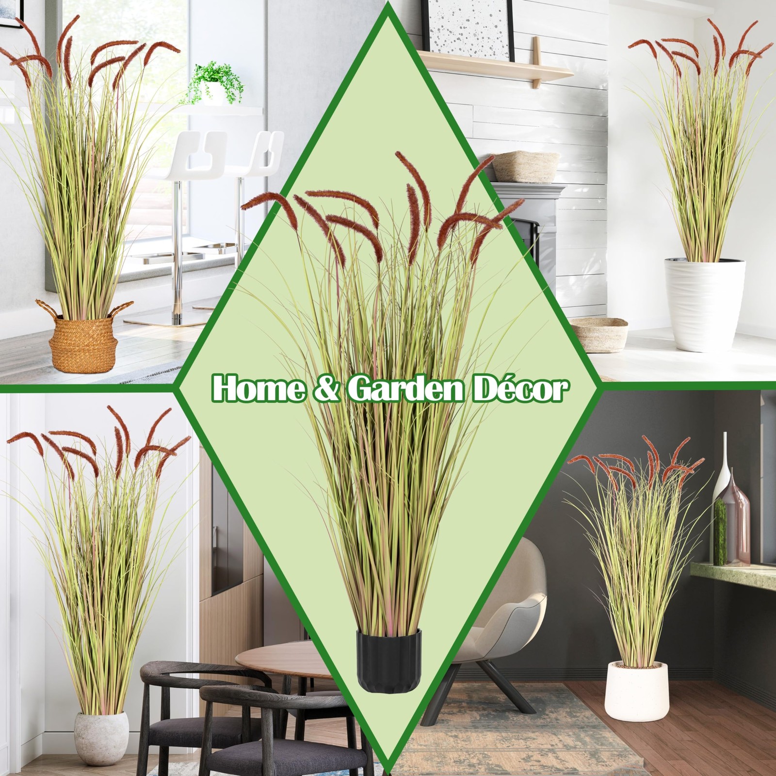 4 FT 2-Pack Artificial Horsetail Reed Grass, Fake Topiary Plant Tree in Pot, …