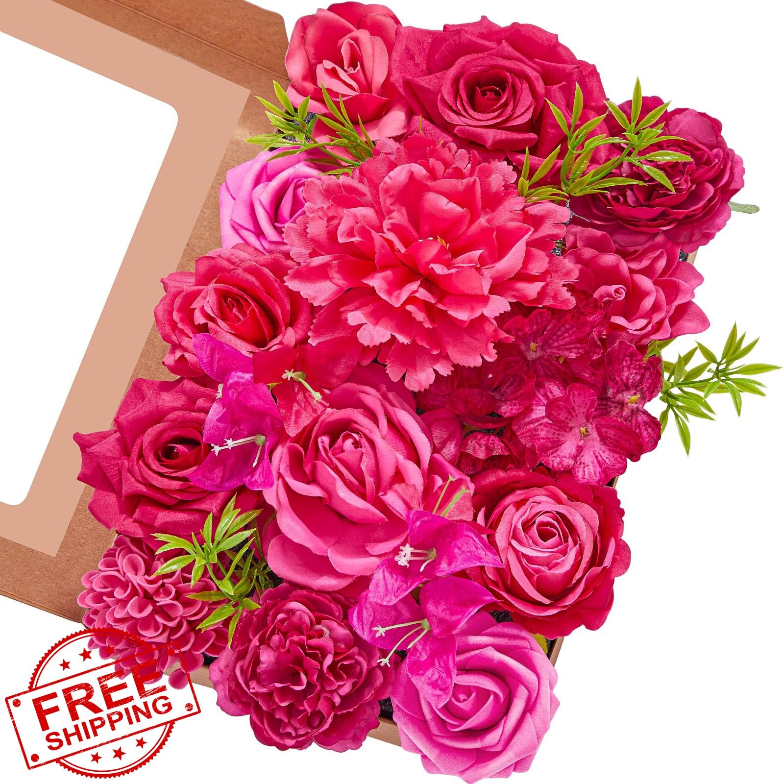 Serwalin Hot Pink Magenta Silk Roses Grand Faux Flowers DIY Decor