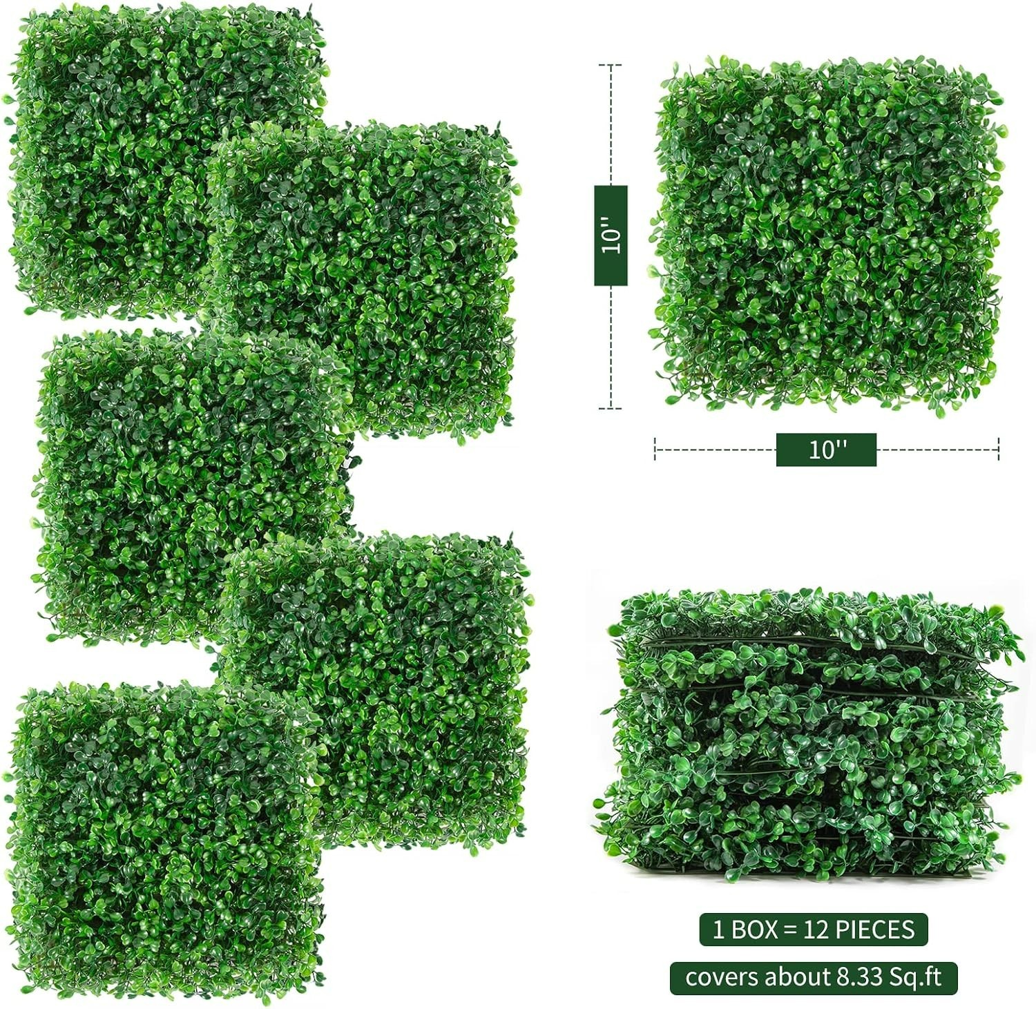 Versatile Artificial Boxwood Hedges – 12 Panels for Privacy & Aesthetic Appeal