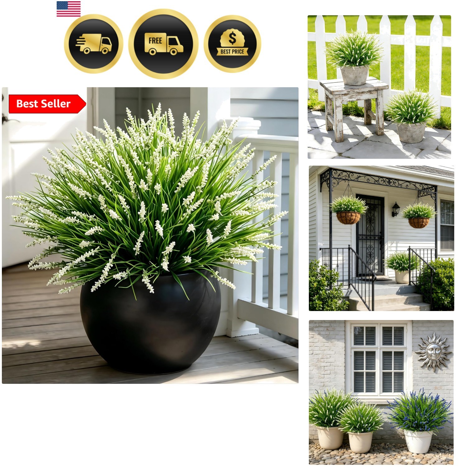 Artificial Faux Outdoor Plants Greenery for Summer Spring Decor, 12 Pcs Fake …