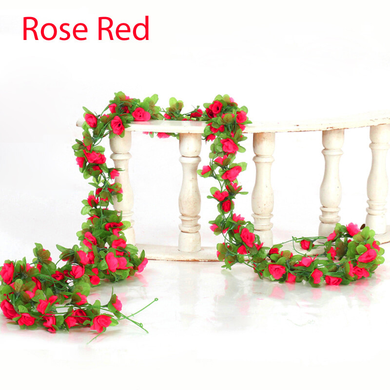 1PCS Silk Rose Artificial Flowers Vine Garland Fake Ivy Arch Hanging Fake Plant