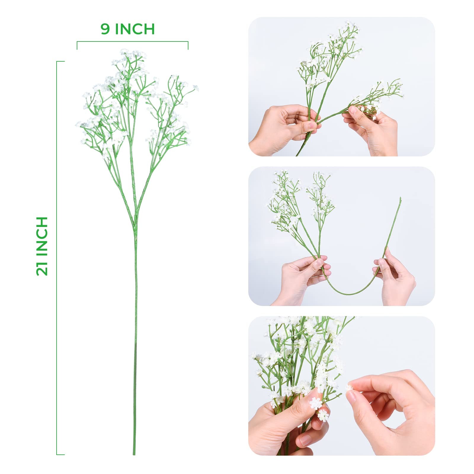 12 PCS Babys Breath Artificial Flowers Gypsophila Faux Wedding Party Decor