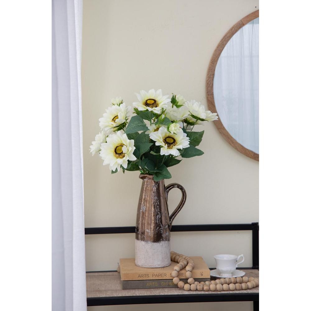 10.2 x 11 x 18.9″H Artificial Cream Sunflower BushX9, 4 Pack