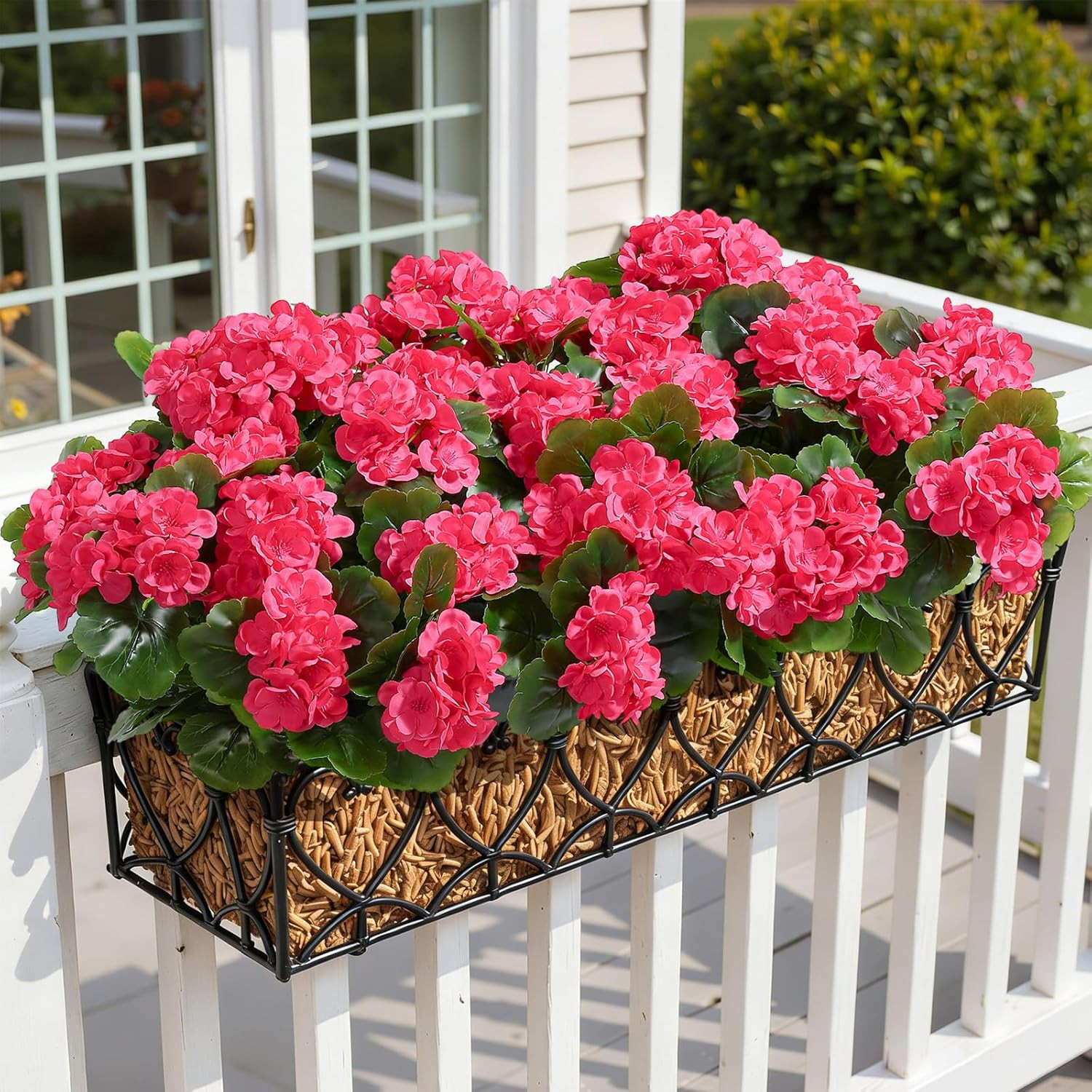 24Pcs Artificial Geranium Flowers for Outdoors Decoration Silk Floral, UV Resist