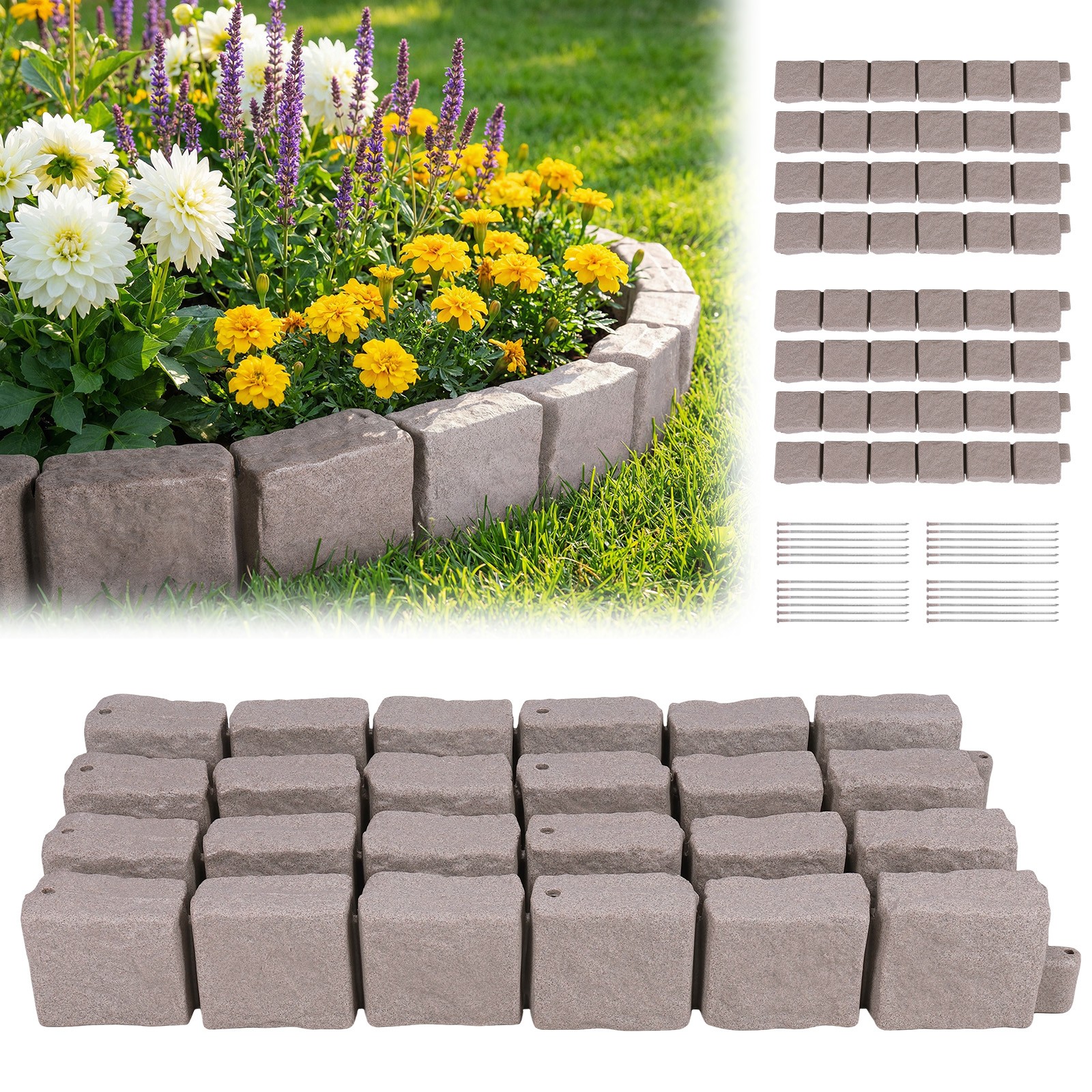 Faux Stone Landscape Edging Faux Stone Edging Kit 12pcs for Home Improvement USA