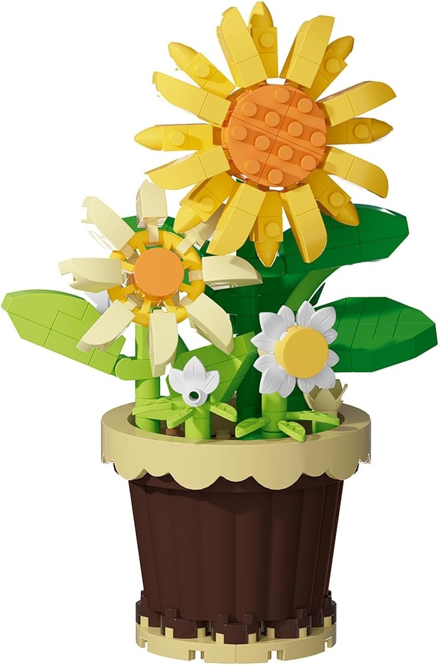 Sunflower Mini Flower Potted Plant Bonsai Building Toy Blocks Artificial Part…