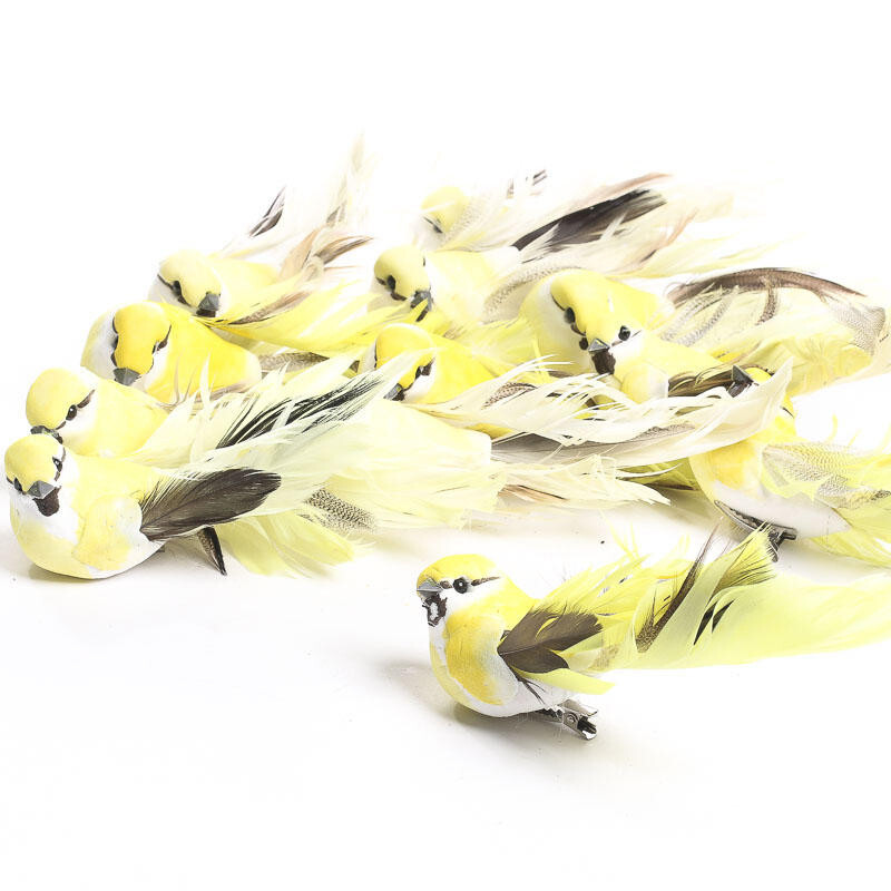 Pack of 12 Colorful Yellow Ombre Faded 5″ Artificial Mushroom Birds