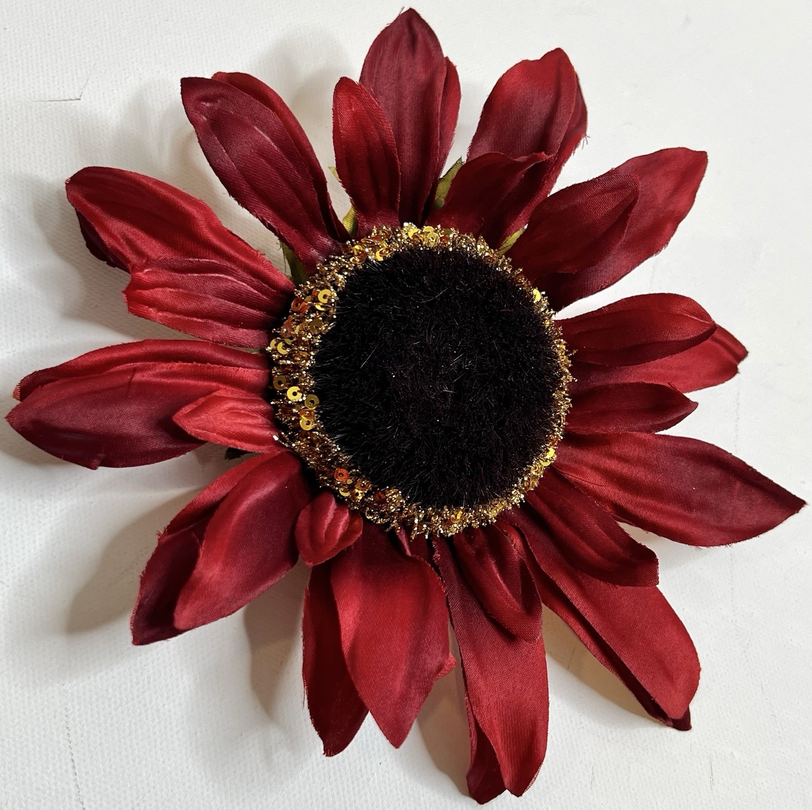Artificial Sunflower 2pc Fall Flowers Red Clip-on Autumn Decor Ornament NWT NEW
