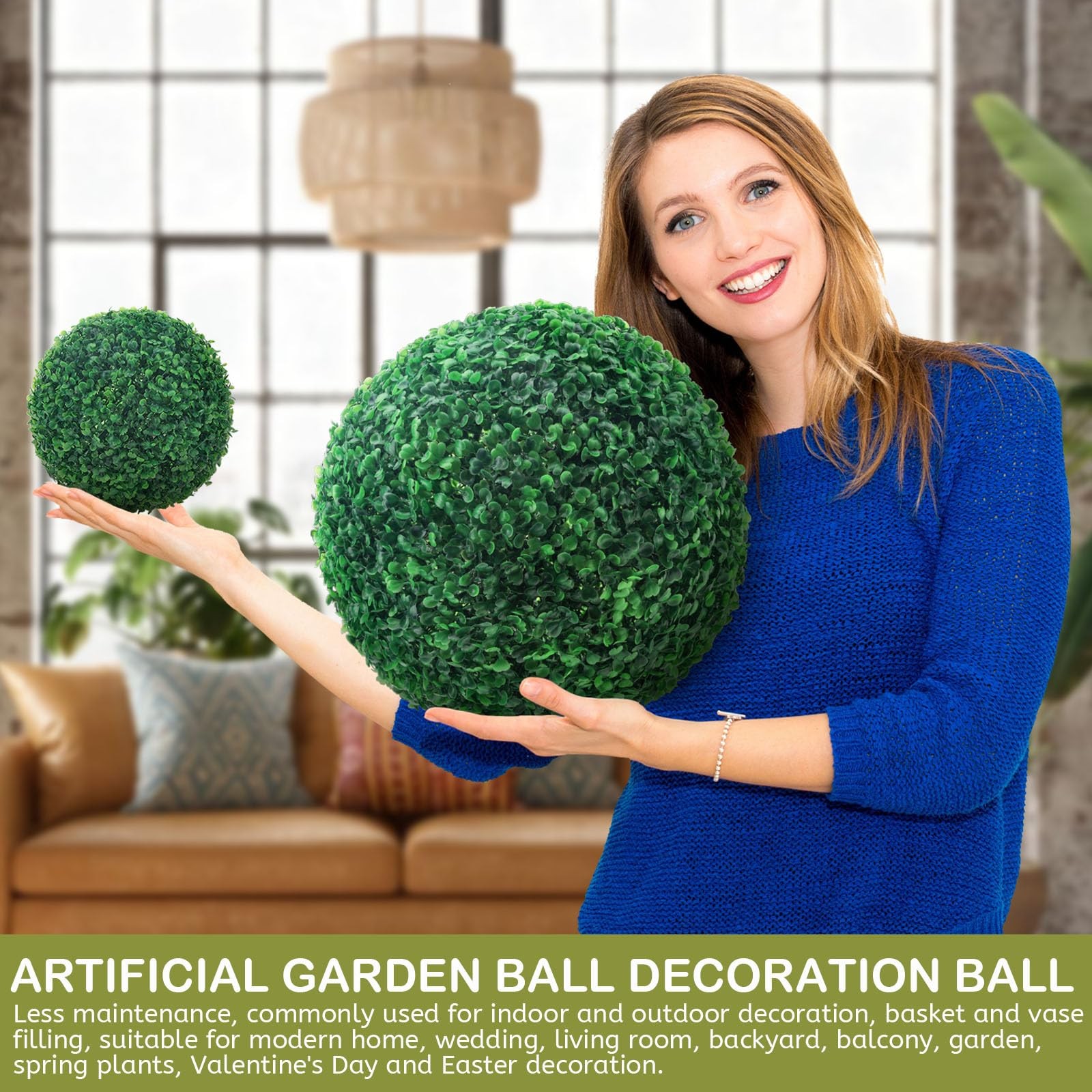6 Pack Small Artificial Boxwood Balls 4.7 Inch Topiary Faux Greenery Decor