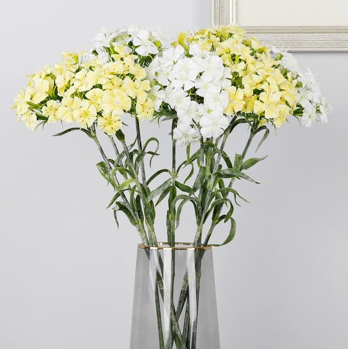 5PCS Artificial Dianthus Blooms with Stem Silk Flowers for Arrangement Weddin…