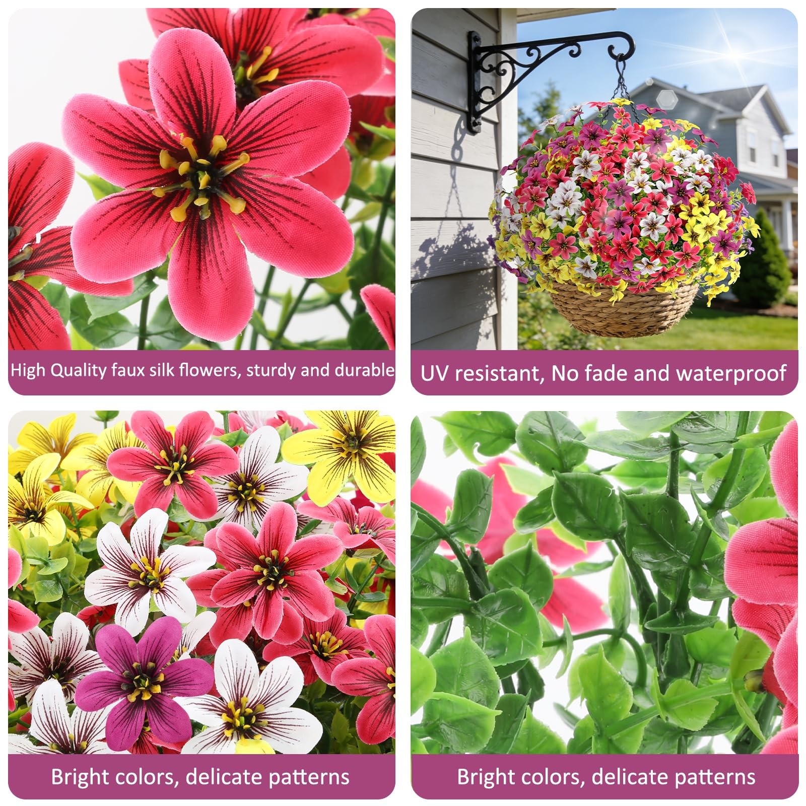 16 Bundles Artificial Flowers for Outdoors, UV Resistant Fake Flowers for Spr…