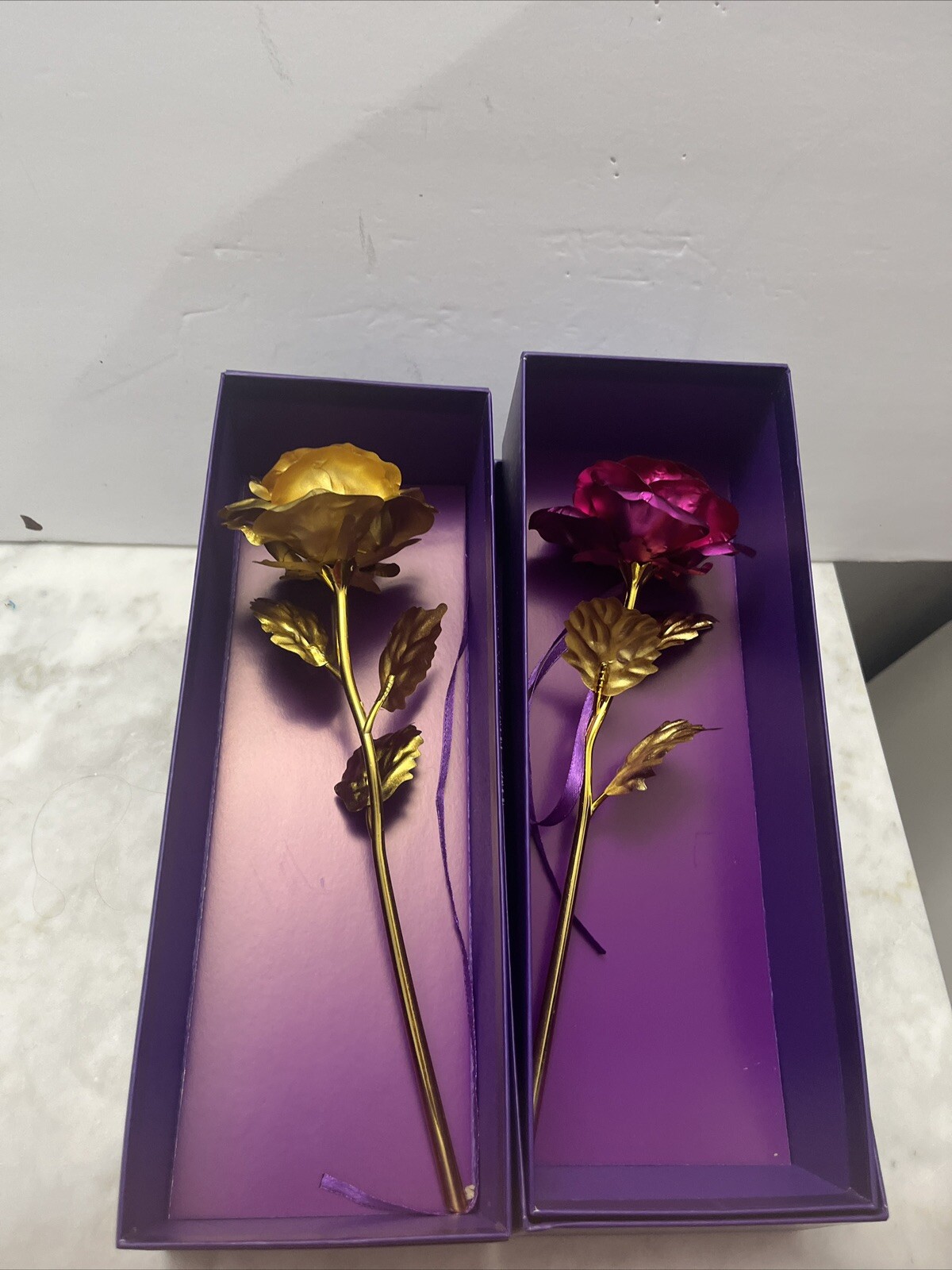 24K Golden Rose FlowerDipped in Gold with Gift Box Purple Eternal Rose