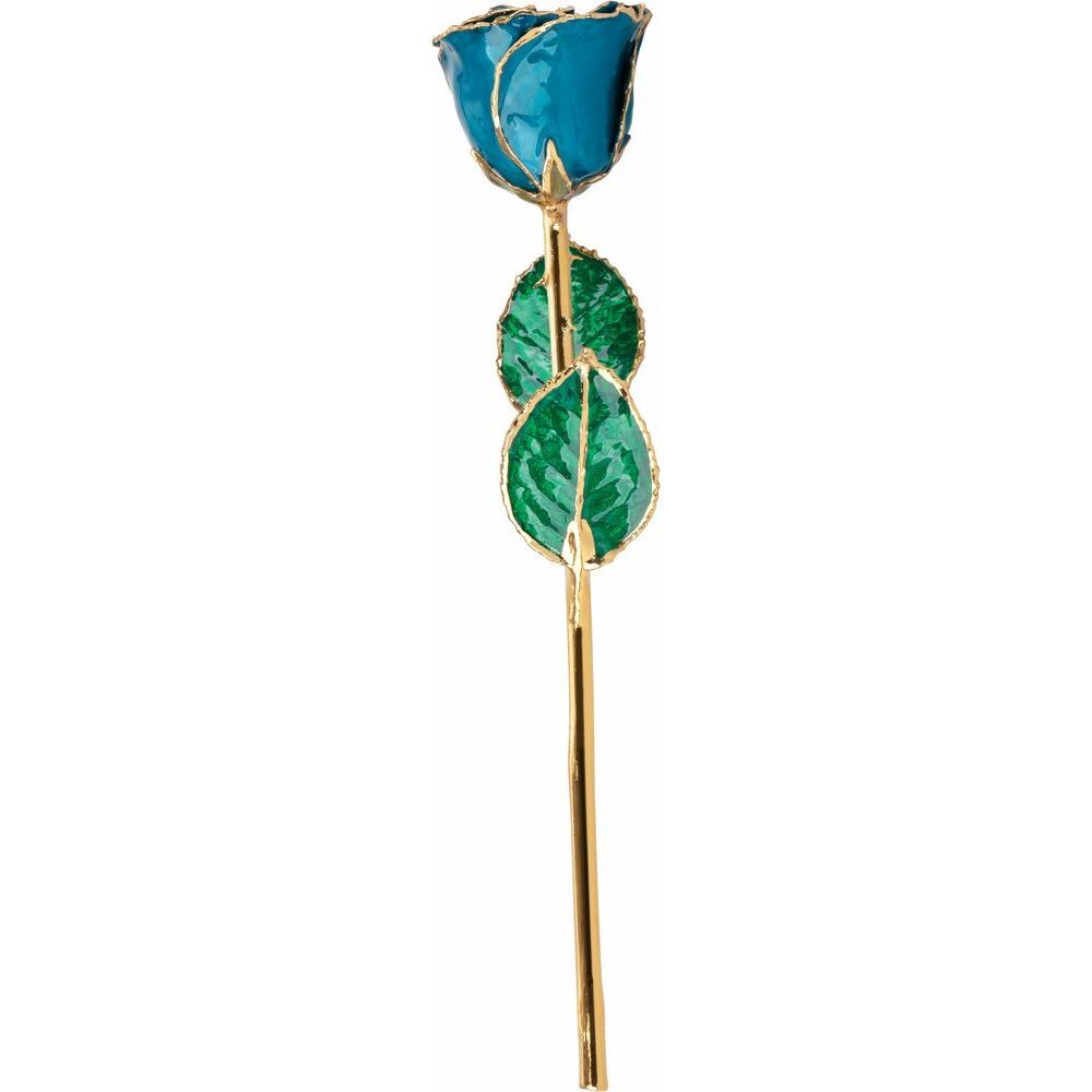 24k Gold Dipped Blue Zircon Lacquer Real Rose Valentine’s Day Holiday Gift
