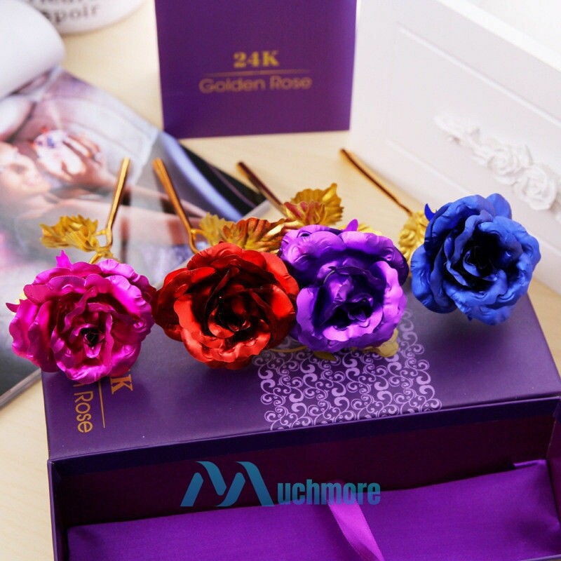 24K Gold Plated Dipped Rose Flower in Glass Dome Romantic Gift Love for Mom Girl