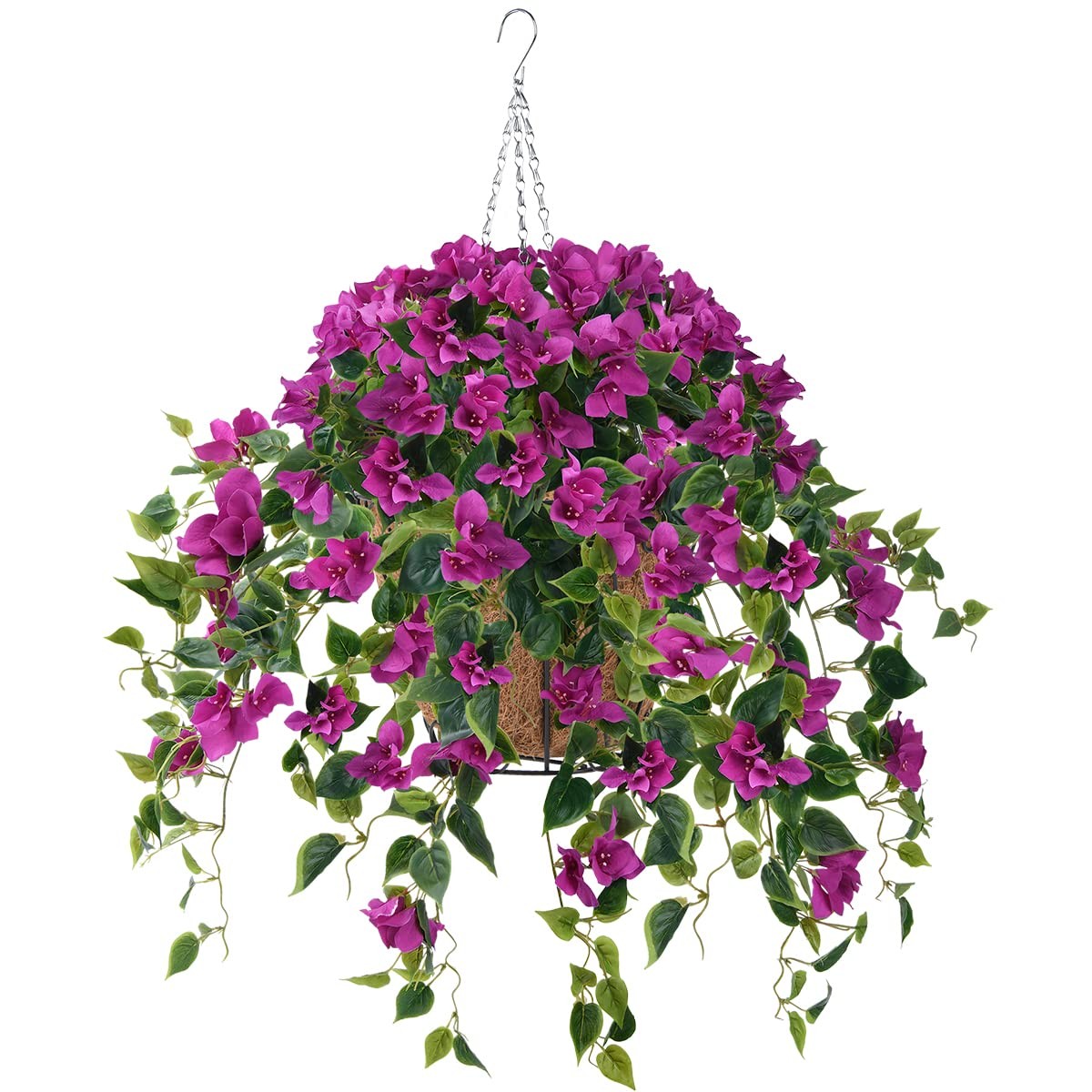 Homsunny Artificial Flowers Hanging Basket,4pcs Bougainvillea Silk Vine Flowers