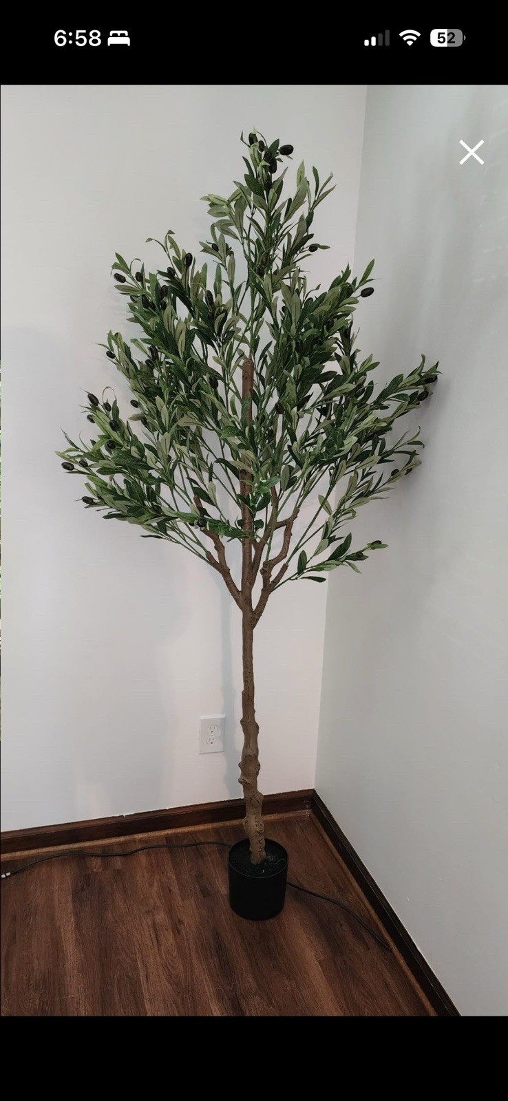6ft Artificial Olive Tree with Silk Leaves, Fruits, Fake Plant, Pot