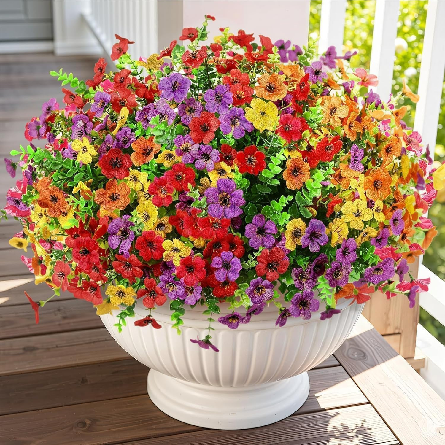 Artificial Outdoor Flowers, Realistic UV Resistant Waterproof Faux Plants, Full