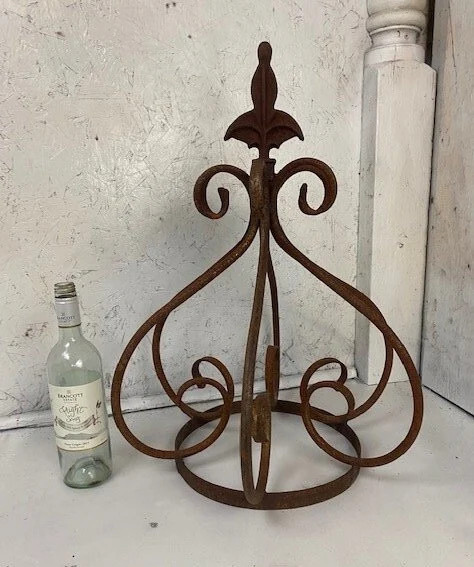 24″ Wrought Iron Top Crown Architecture Plant Support Art