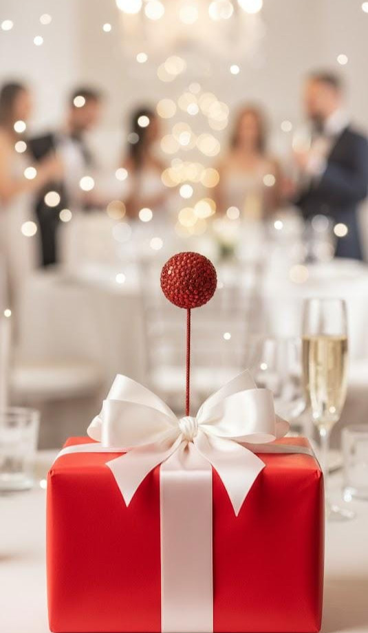 Red Glitter Ball Pick Valentine’s or Christmas Wreath Party Decor Pick Stem