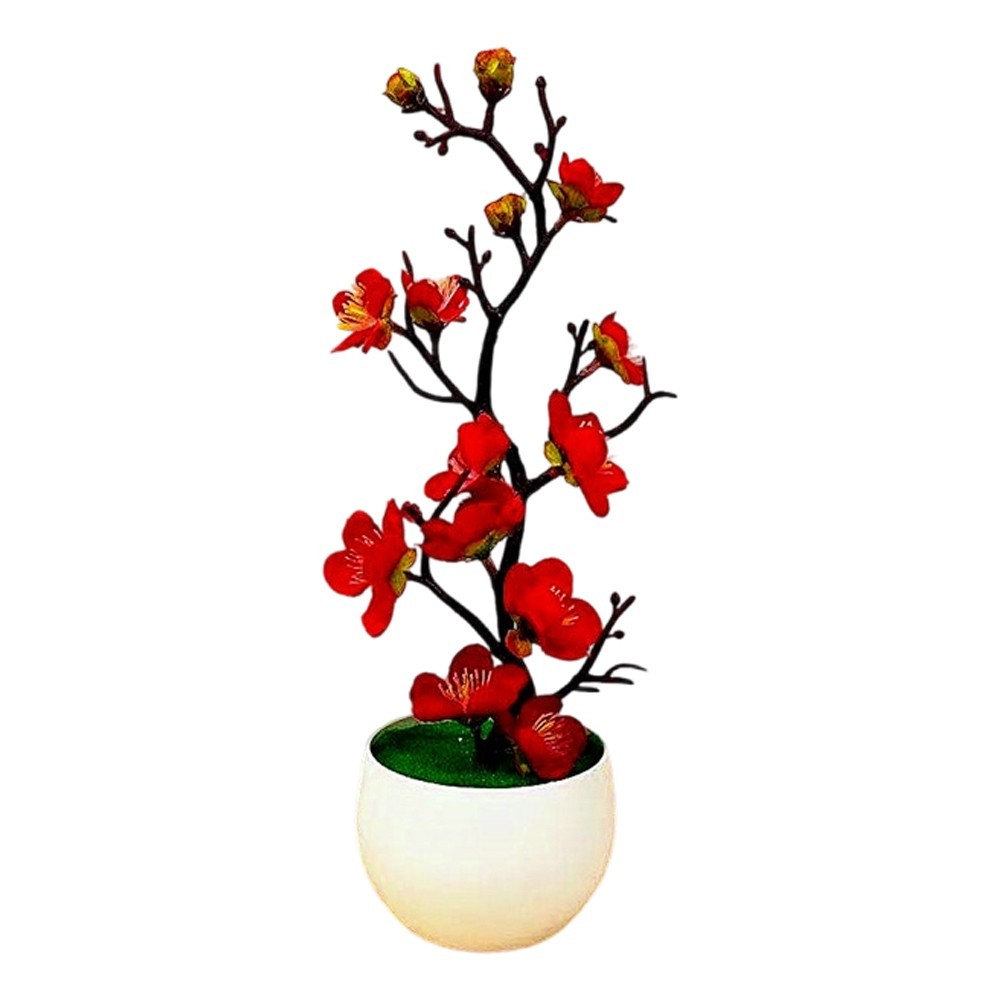 1pc Artificial Wax Plum Blossom Bonsai Branch for Indoor Outdoor Display