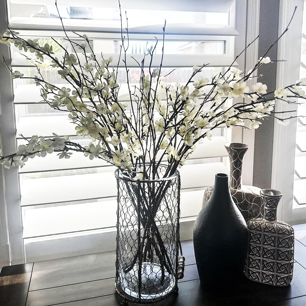 5Pcs Silk Cherry Blossom Branches 39” Artificial Flowers Faux Cherry Blossom…
