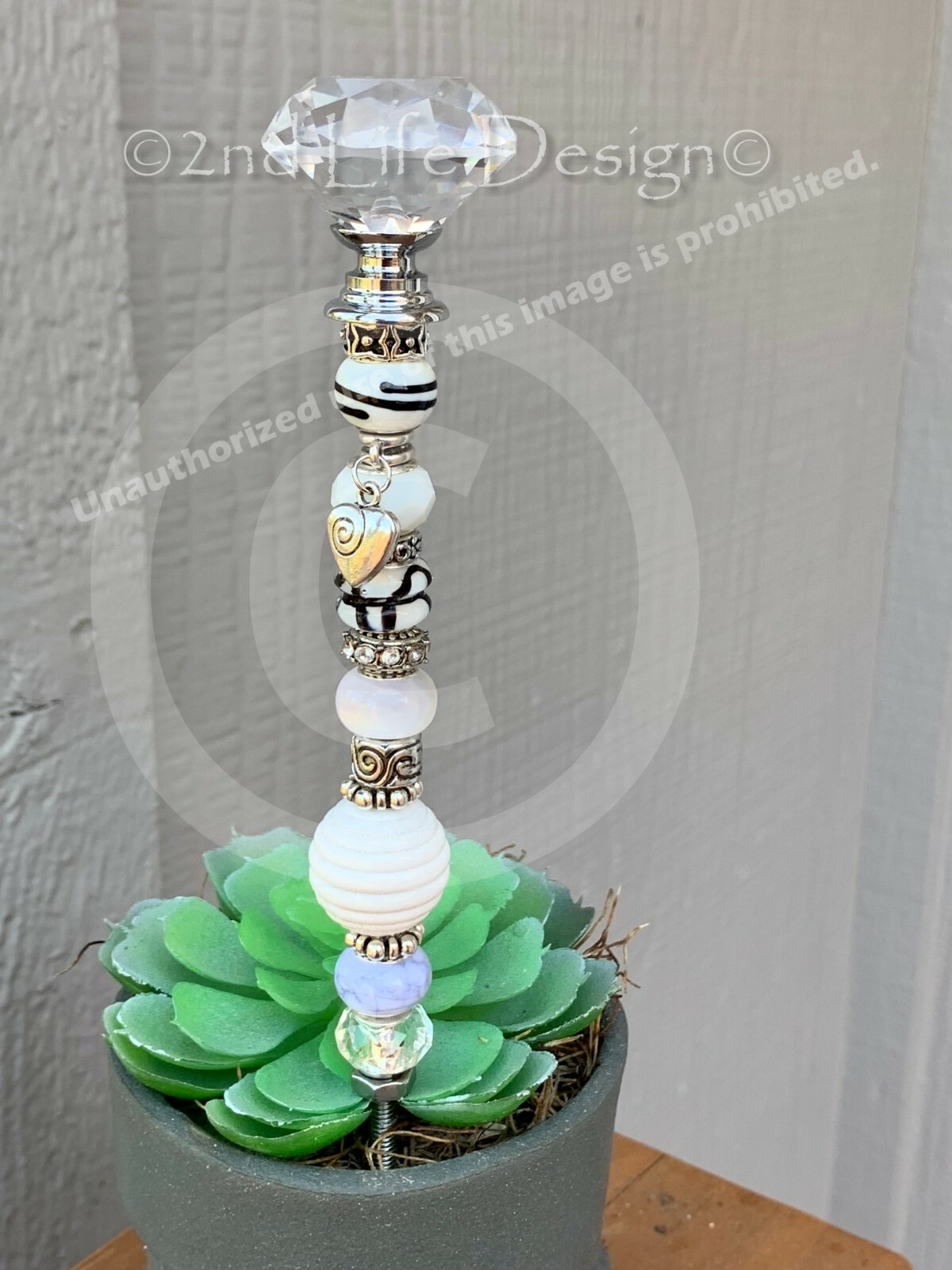 White/Cream Cottage Farm House Fairy Wand Plant/Succulent Decor HANDMADE in USA