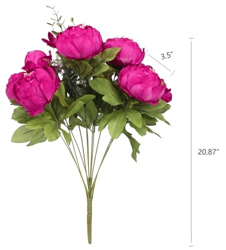 Springs Flowers Artificial Silk Peony Bouquets 20.87*3.5 Spring Hot Pink