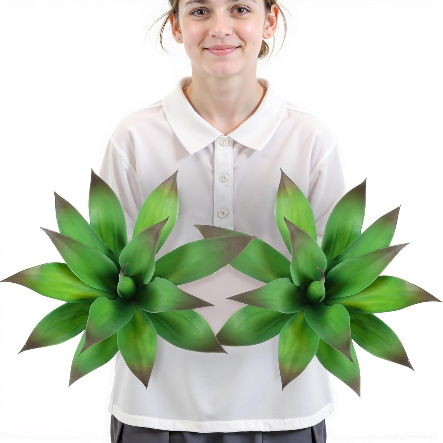 UV Resistant Small Purple Agave Plants – 14 Inch Indoor/Outdoor Decor (2 Pack)