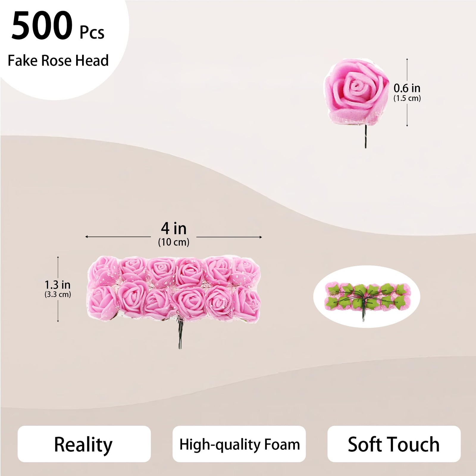 500 Pcs 0.6 Inch Mini Artificial Flowers Head Bulk 5 in 1 Set Faux Foam Fake …