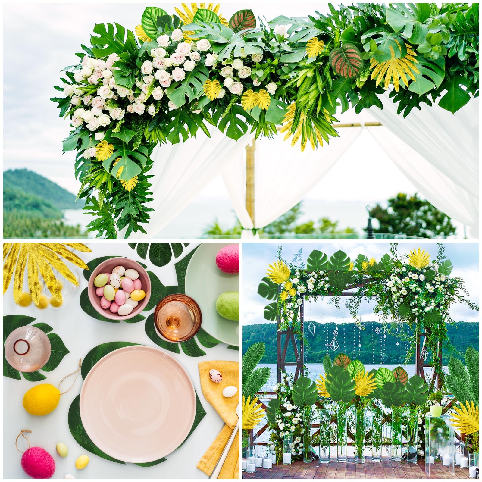 Jungle Party Decorations, 50 Pieces 8 Kinds Palm Leaves Artificial Tropical M…