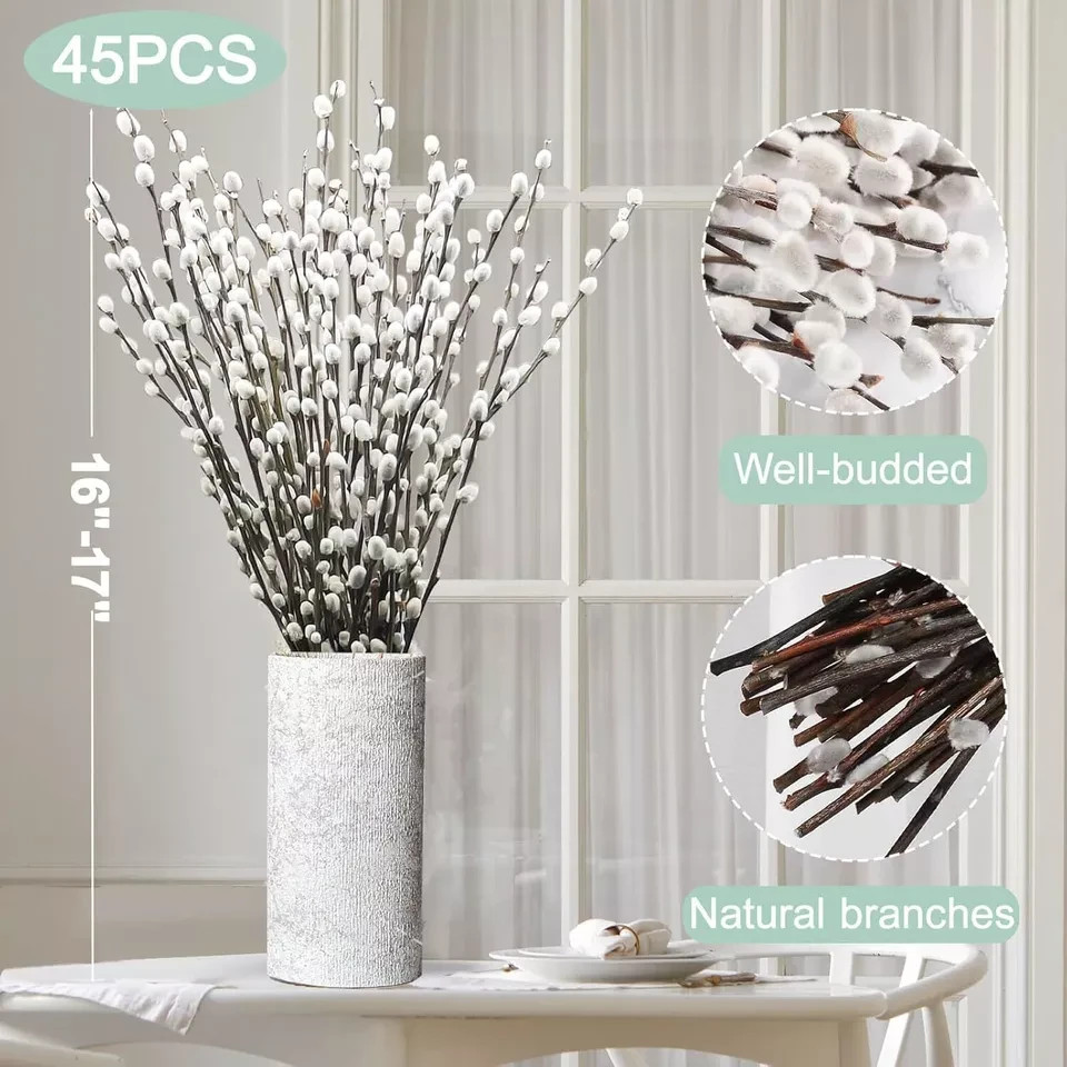 45 Stems 17ï¼‚Real Dried Pussy Willow Branches for Vaseï¼Œ100% Natural PussyW…