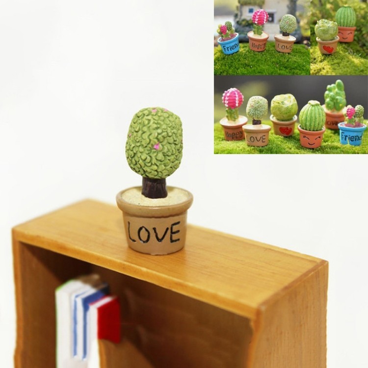 Mini Artificial Potted Plant Dollhouse Miniature Flower Home Desk Decor Love